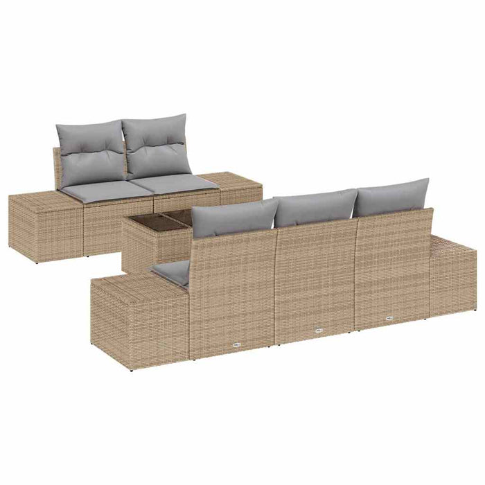 Set de canapele pentru grădină 6 pcs Bej și gri poliratan - WALTI WALTI