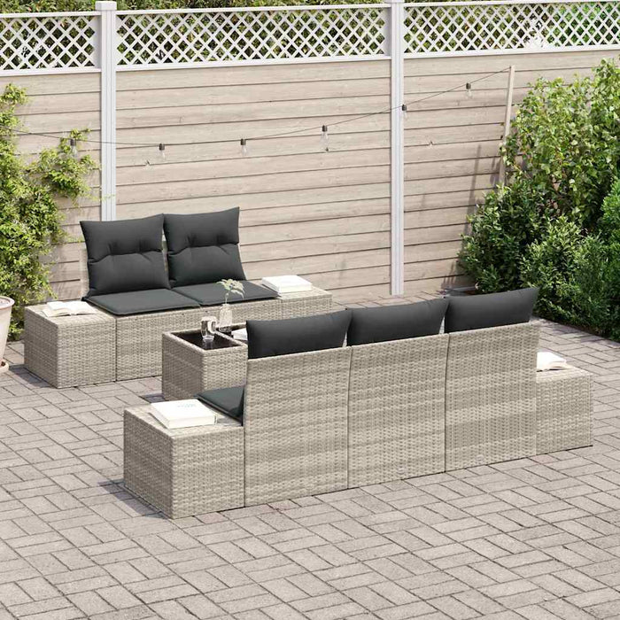 Set de canapele pentru grădină cu pernă 6 pcs Gri deschis - WALTI WALTI