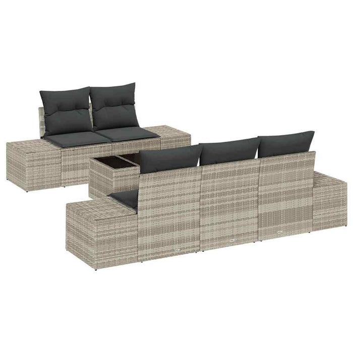 Set de canapele pentru grădină cu pernă 6 pcs Gri deschis - WALTI WALTI