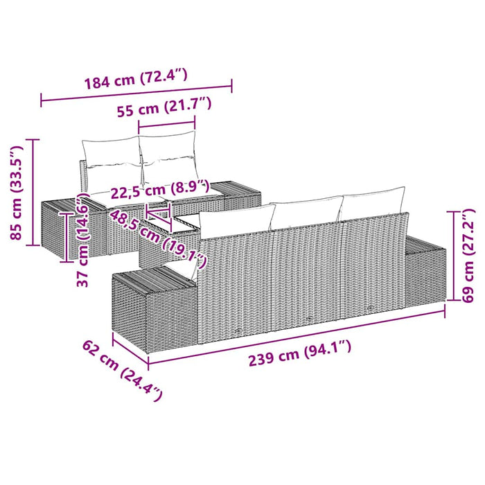Set de canapele pentru grădină cu pernă 6 pcs Gri deschis - WALTI WALTI