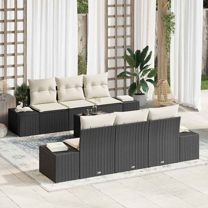 Set de canapele pentru grădină cu pernă 7 pcs Negru, Crem - WALTI WALTI