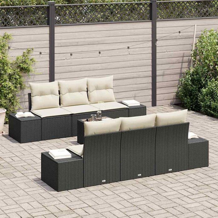 Set de canapele pentru grădină cu pernă 7 pcs Negru, Crem - WALTI WALTI