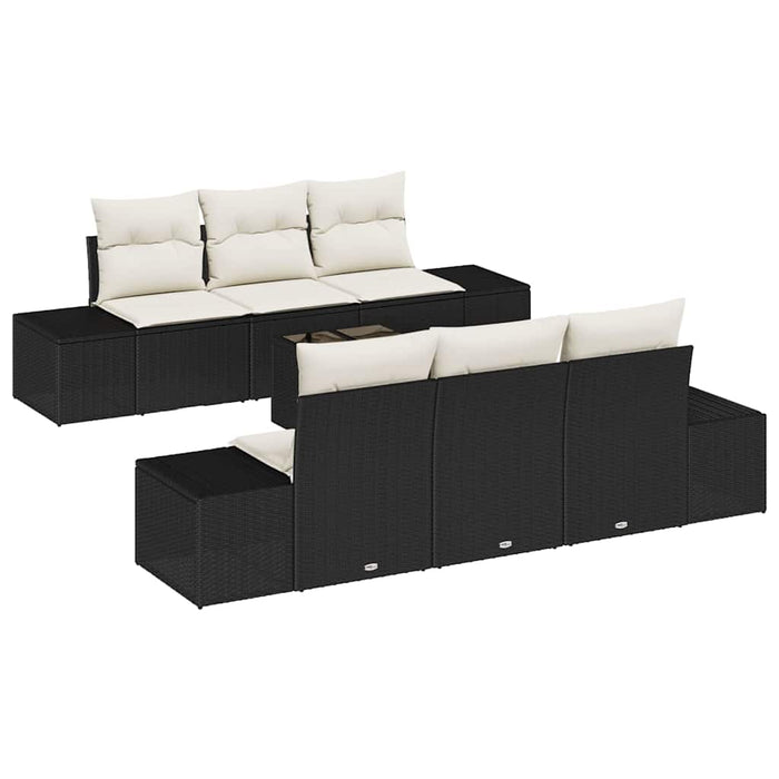 Set de canapele pentru grădină cu pernă 7 pcs Negru, Crem - WALTI WALTI