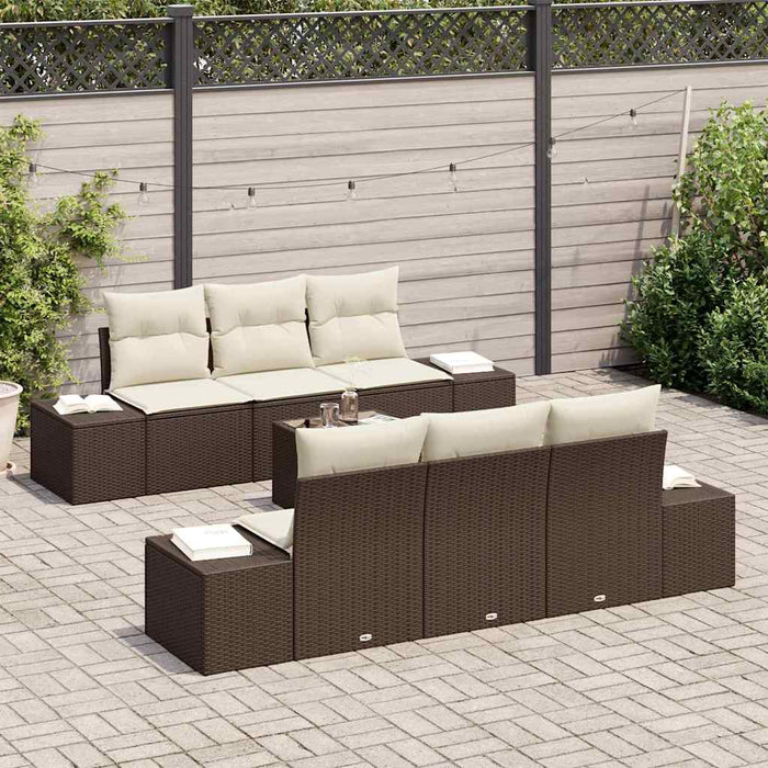 Set de canapele pentru grădină 7 pcs Maro, Crem 55 x 55 x 37 cm - WALTI WALTI