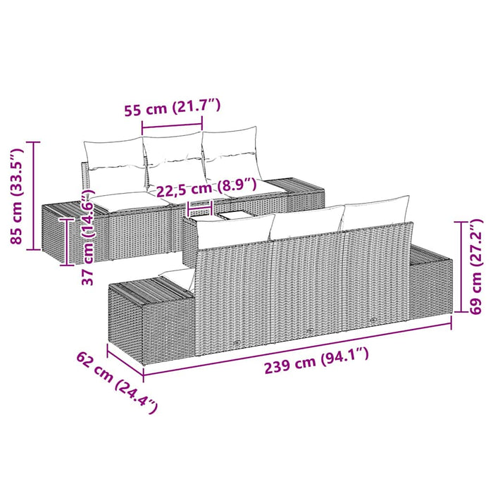 Set de canapele pentru grădină Manual 7 pcs Gri 55 x 55 x 37 cm - WALTI WALTI