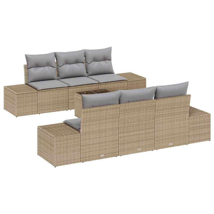 Set de canapele pentru grădină 7 pcs Bej, Gri 55 x 55 x 37 cm - WALTI WALTI