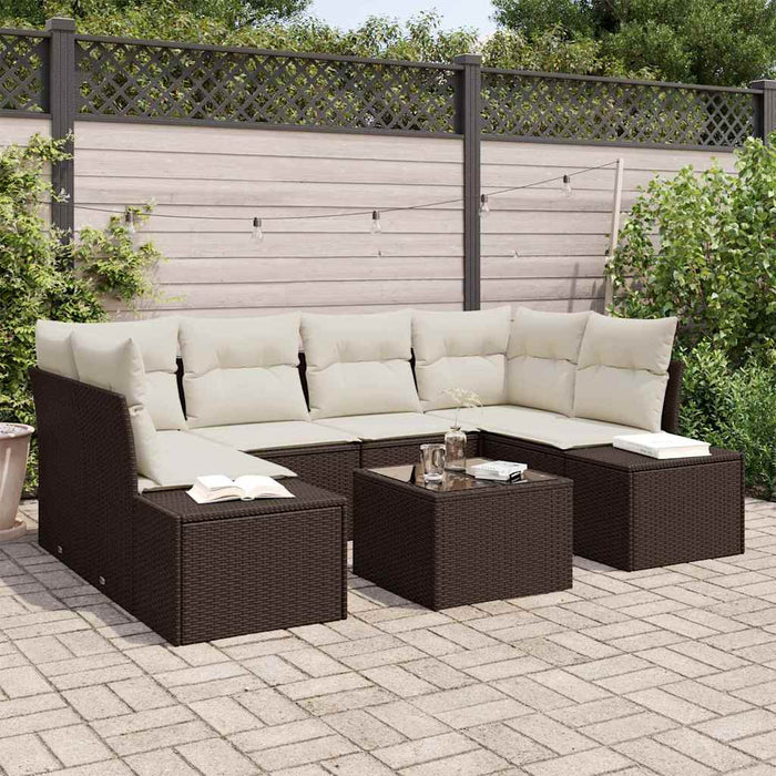 Set de canapele pentru grădină 7 pcs Maro, Crem 55 x 55 x 37 cm - WALTI WALTI