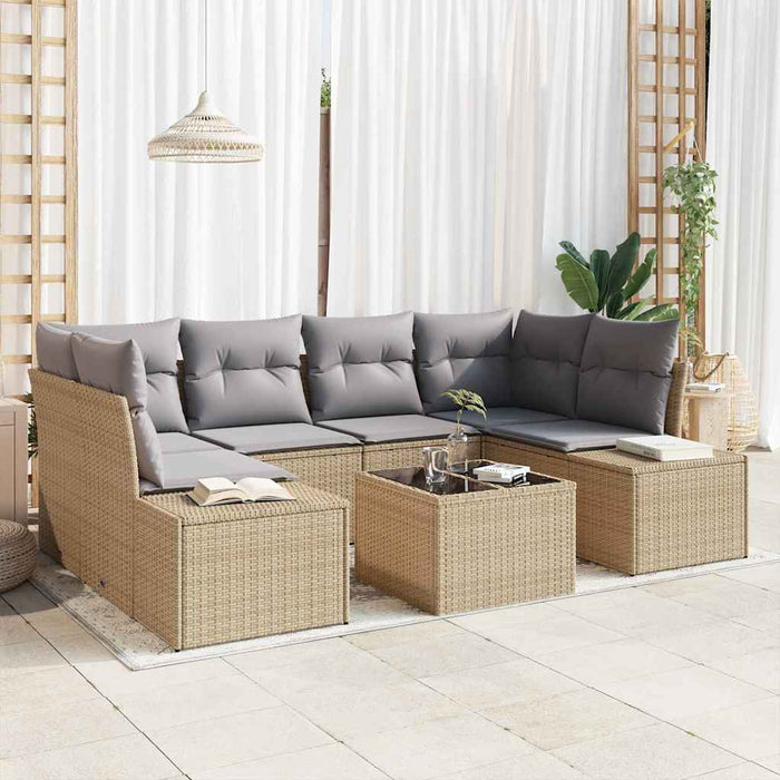 Set de canapele pentru grădină 7 pcs Bej, Gri 55 x 55 x 37 cm - WALTI WALTI