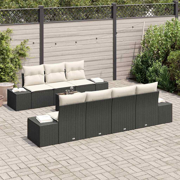 Set de canapele pentru grădină cu pernă 8 pcs Negru, Crem - WALTI WALTI