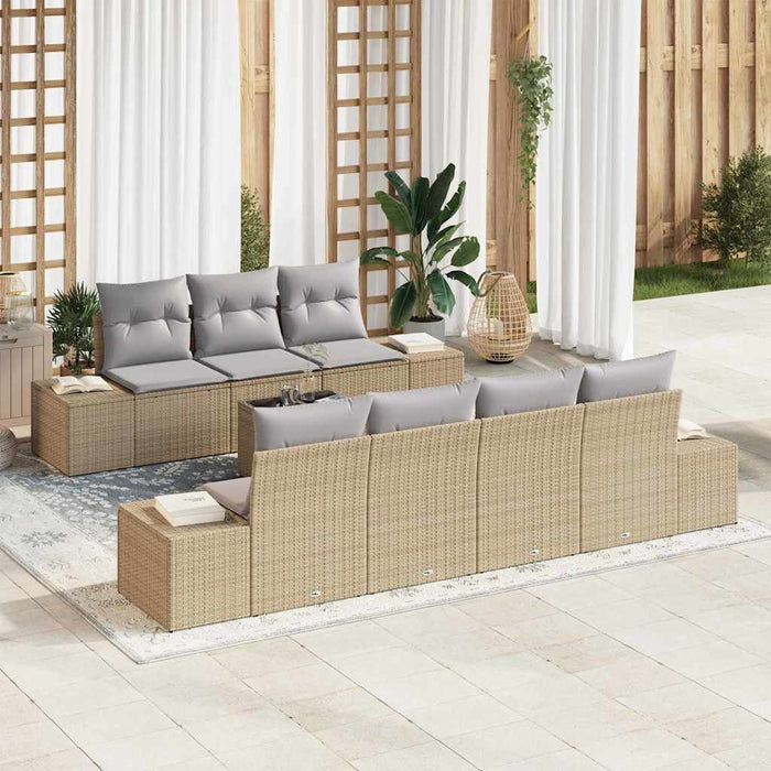 Set de canapele pentru grădină 8 pcs Bej, Gri 55 x 55 x 37 cm - WALTI WALTI