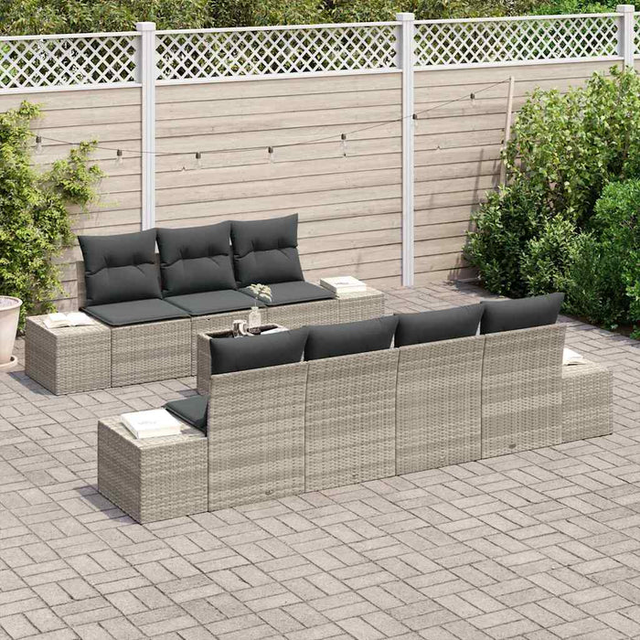 Set de canapele pentru grădină cu pernă 8 pcs Gri deschis - WALTI WALTI