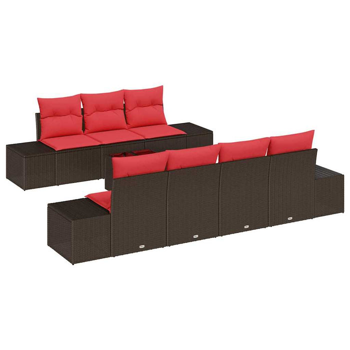 Set de canapele pentru grădină 8 buc. Beige și Roșu poliratan WALTI