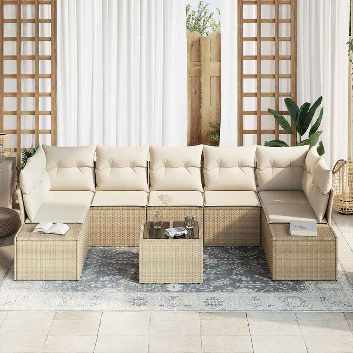 Set de canapele pentru grădină 8 pcs Bej și crem poliratan - WALTI WALTI