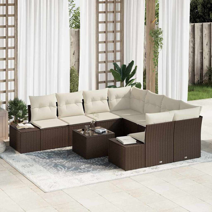 Set de canapele pentru grădină 9 pcs Maro, Crem 55 x 55 x 37 cm - WALTI WALTI