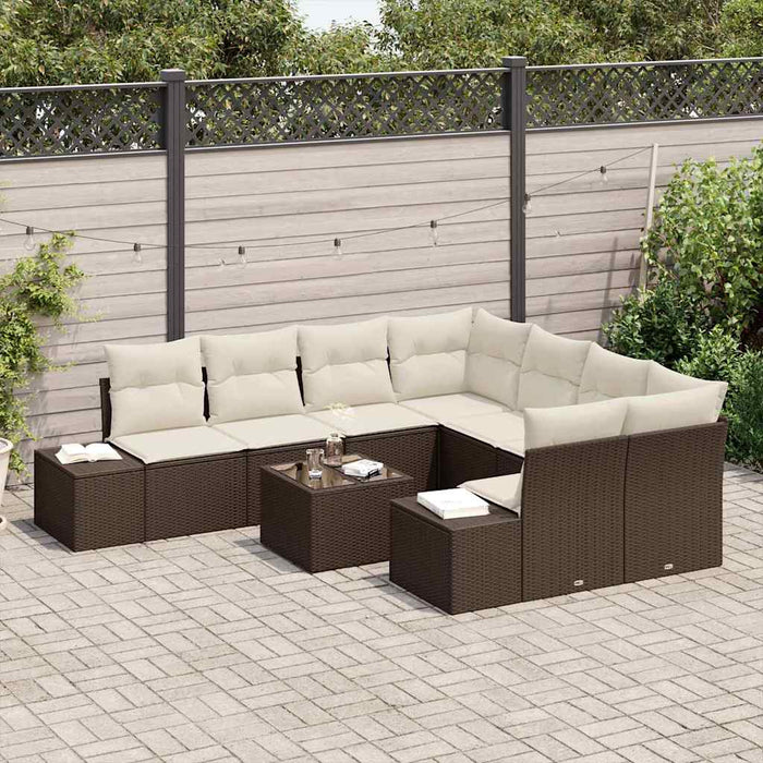 Set de canapele pentru grădină 9 pcs Maro, Crem 55 x 55 x 37 cm - WALTI WALTI