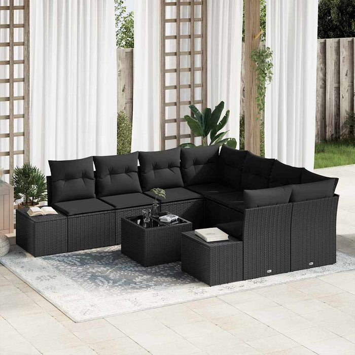 Set de canapele pentru grădină 9 pcs Negru 55 x 55 x 37 cm - WALTI WALTI