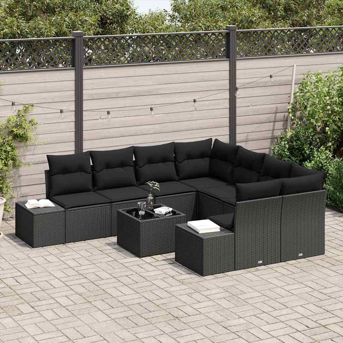 Set de canapele pentru grădină 9 pcs Negru 55 x 55 x 37 cm - WALTI WALTI