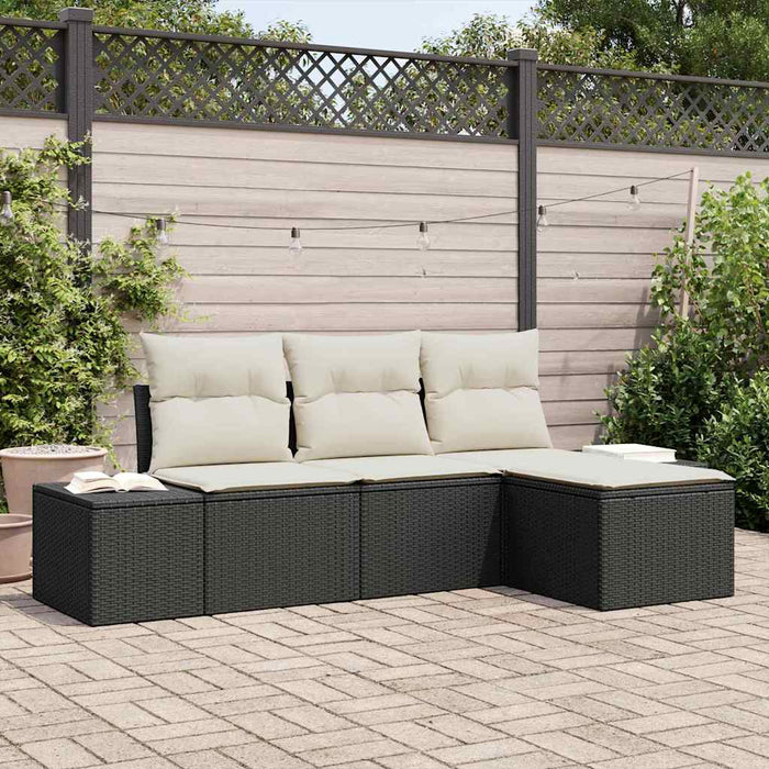 Set de canapele pentru grădină cu pernă 4 pcs Negru, Crem - WALTI WALTI