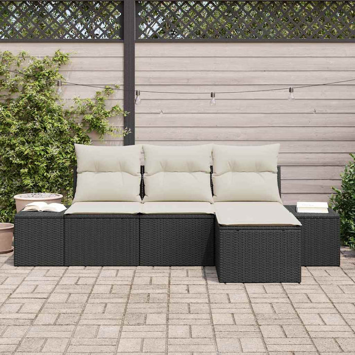 Set de canapele pentru grădină cu pernă 4 pcs Negru, Crem - WALTI WALTI