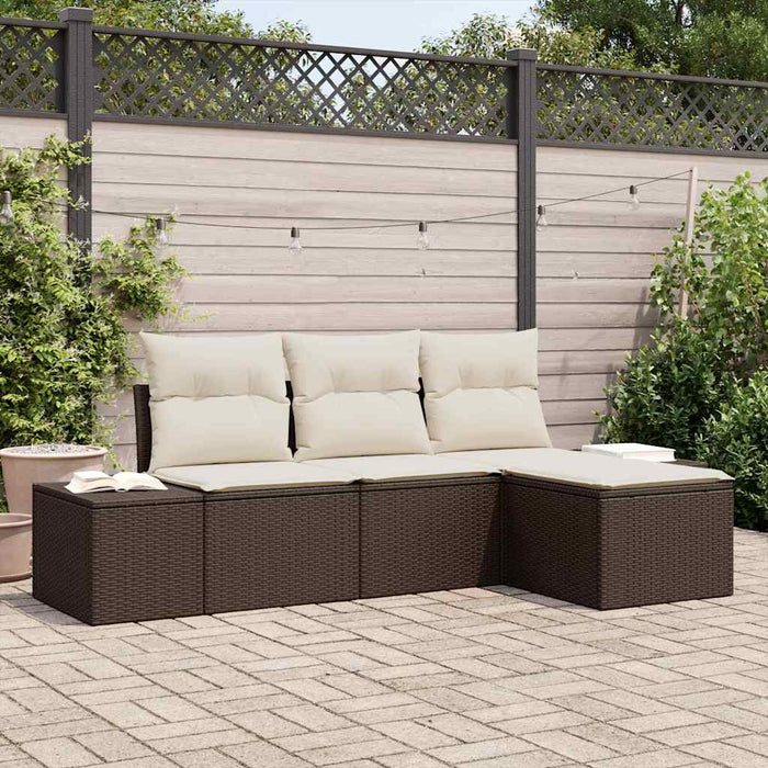 Set de canapele pentru grădină cu pernă 4 pcs Maro, Crem - WALTI WALTI