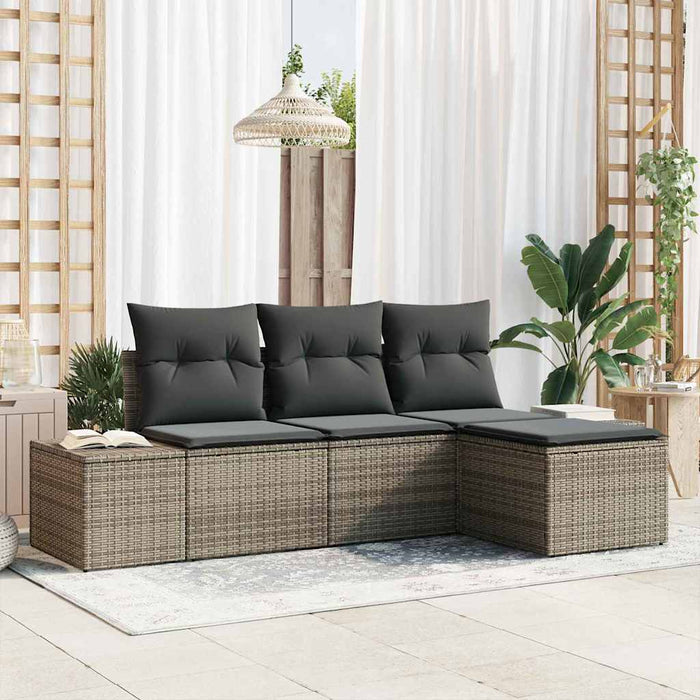 Set de canapele pentru grădină cu pernă cu depozitare 4 pcs Gri - WALTI WALTI