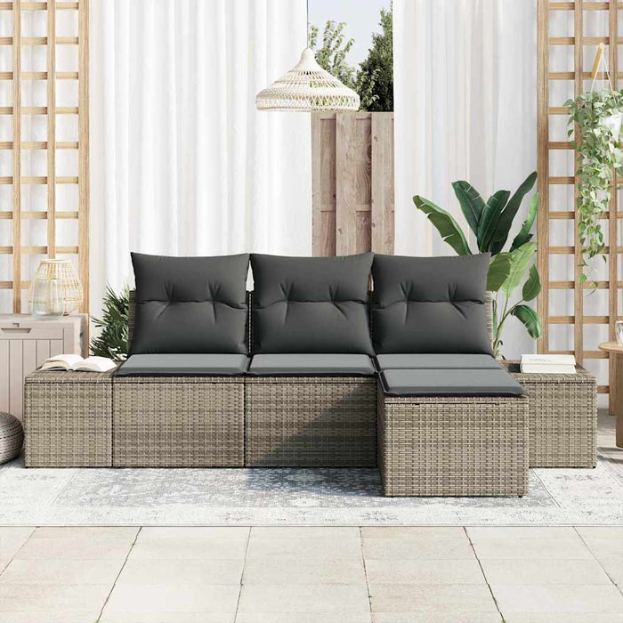 Set de canapele pentru grădină cu pernă cu depozitare 4 pcs Gri - WALTI WALTI