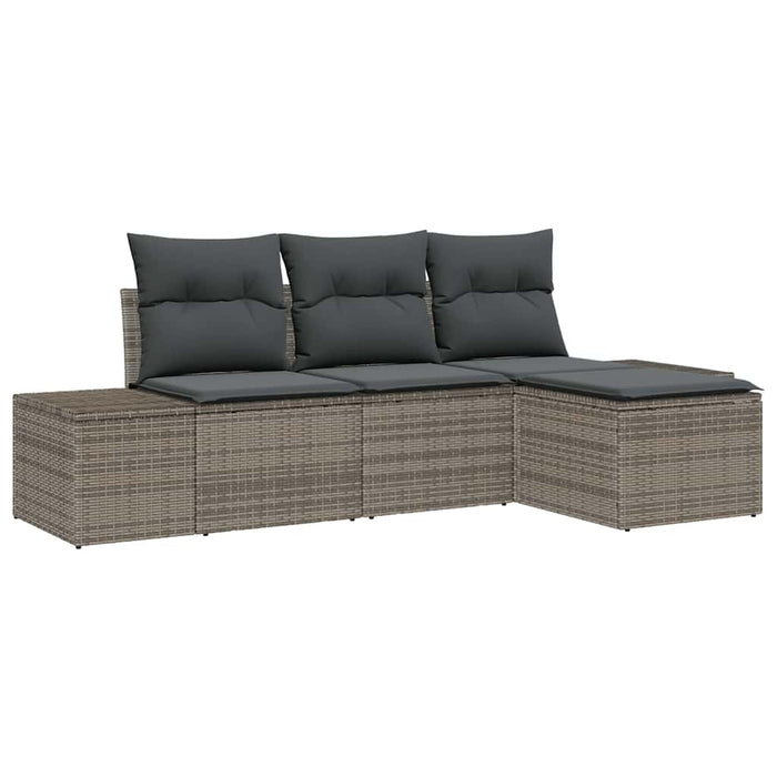 Set de canapele pentru grădină cu pernă cu depozitare 4 pcs Gri - WALTI WALTI
