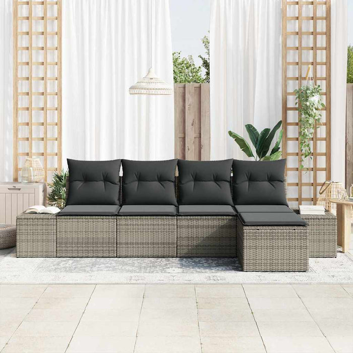 Set de canapele pentru grădină cu pernă cu depozitare 5 pcs Gri - WALTI WALTI