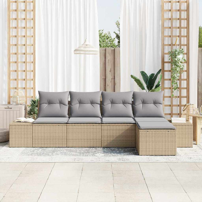 Set de canapele pentru grădină cu pernă 5 pcs Bej, Gri deschis - WALTI WALTI