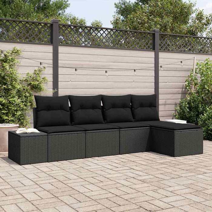 Set de canapele pentru grădină cu pernă 5 pcs Negru - WALTI WALTI