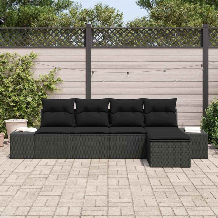 Set de canapele pentru grădină cu pernă 5 pcs Negru - WALTI WALTI