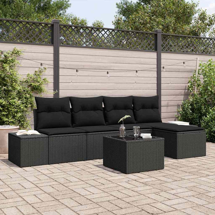 Set de canapele pentru grădină cu pernă 6 pcs Negru - WALTI WALTI