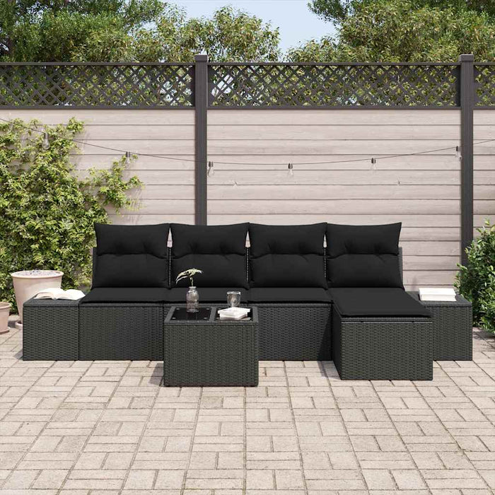 Set de canapele pentru grădină cu pernă 6 pcs Negru - WALTI WALTI