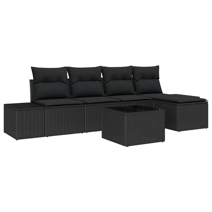 Set de canapele pentru grădină cu pernă 6 pcs Negru - WALTI WALTI