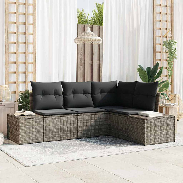 Set de canapele pentru grădină cu pernă cu depozitare 4 pcs Gri - WALTI WALTI
