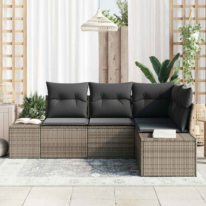 Set de canapele pentru grădină cu pernă cu depozitare 4 pcs Gri - WALTI WALTI