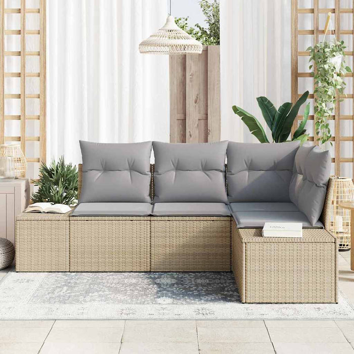 Set de canapele pentru grădină 4 pcs Beige și gri deschis - WALTI WALTI
