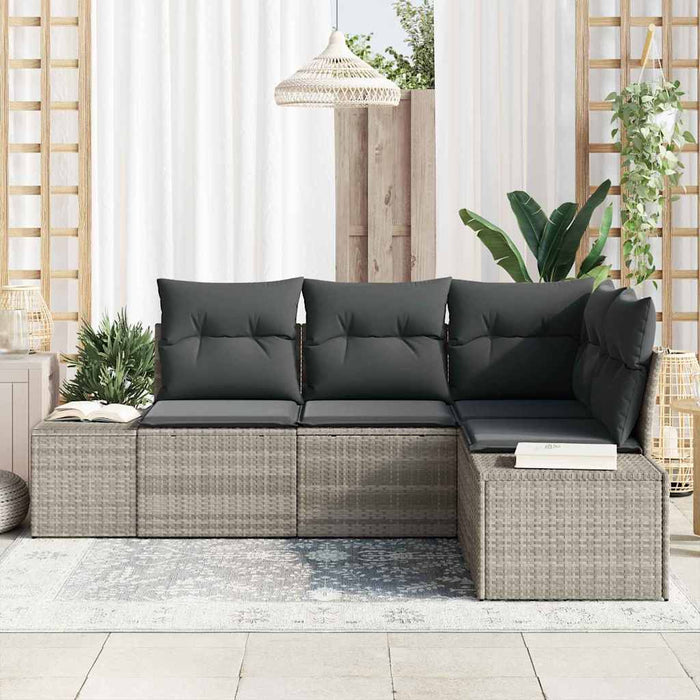Set de canapele pentru grădină cu pernă 4 pcs Gri deschis - WALTI WALTI