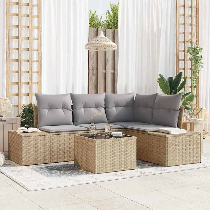 Set de canapele pentru grădină Beige și gri deschis poliratan - WALTI WALTI
