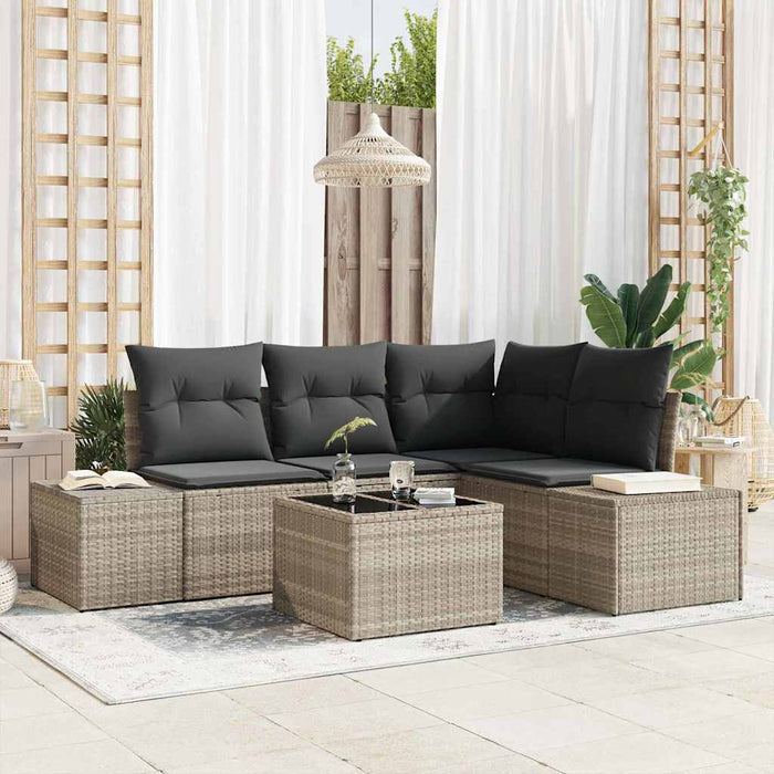 Set de canapele pentru grădină cu pernă 5 pcs Gri deschis - WALTI WALTI