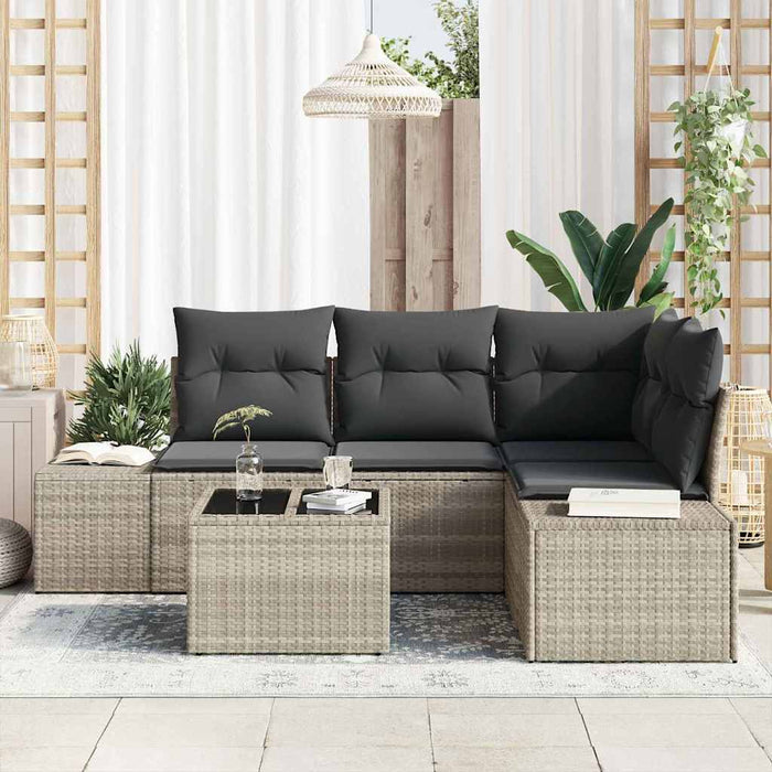 Set de canapele pentru grădină cu pernă 5 pcs Gri deschis - WALTI WALTI