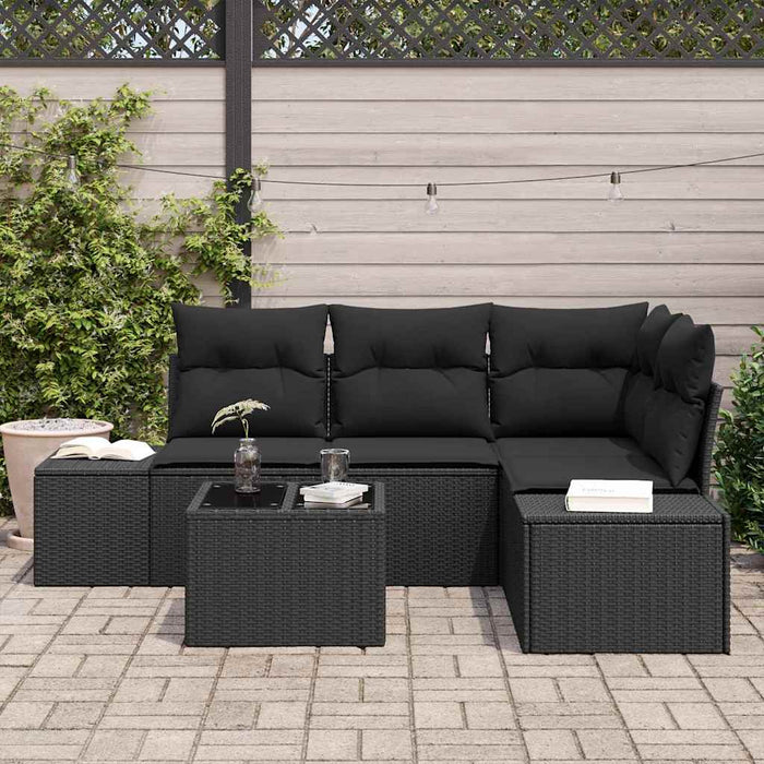 Set de canapele pentru grădină cu pernă 5 pcs Negru - WALTI WALTI