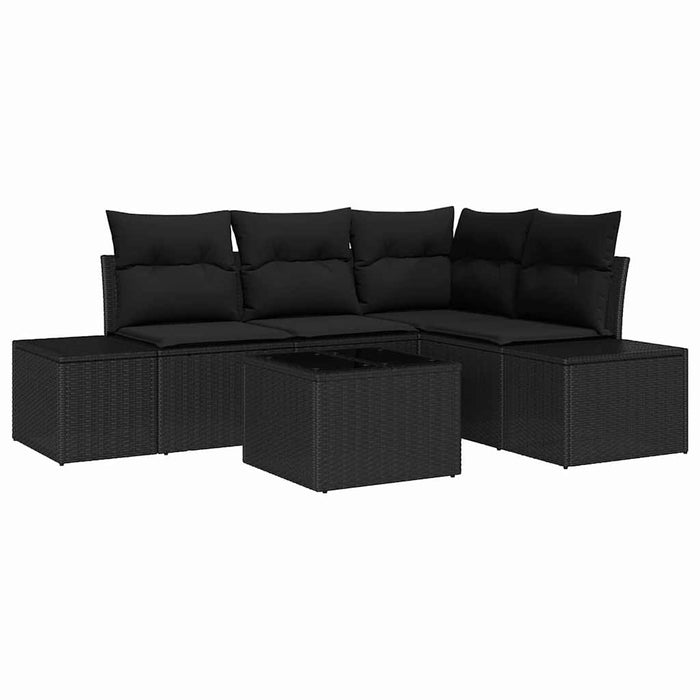 Set de canapele pentru grădină cu pernă 5 pcs Negru - WALTI WALTI
