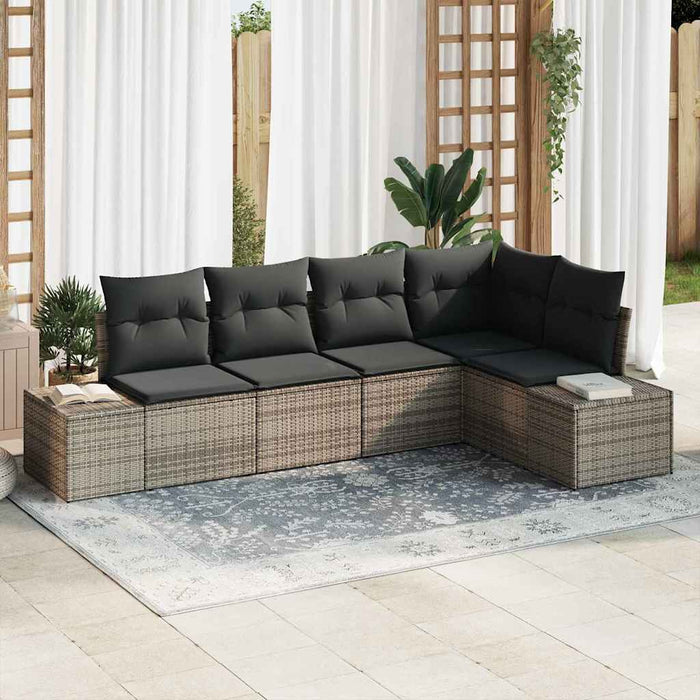 Set de canapele pentru grădină cu pernă cu depozitare 5 pcs Gri - WALTI WALTI