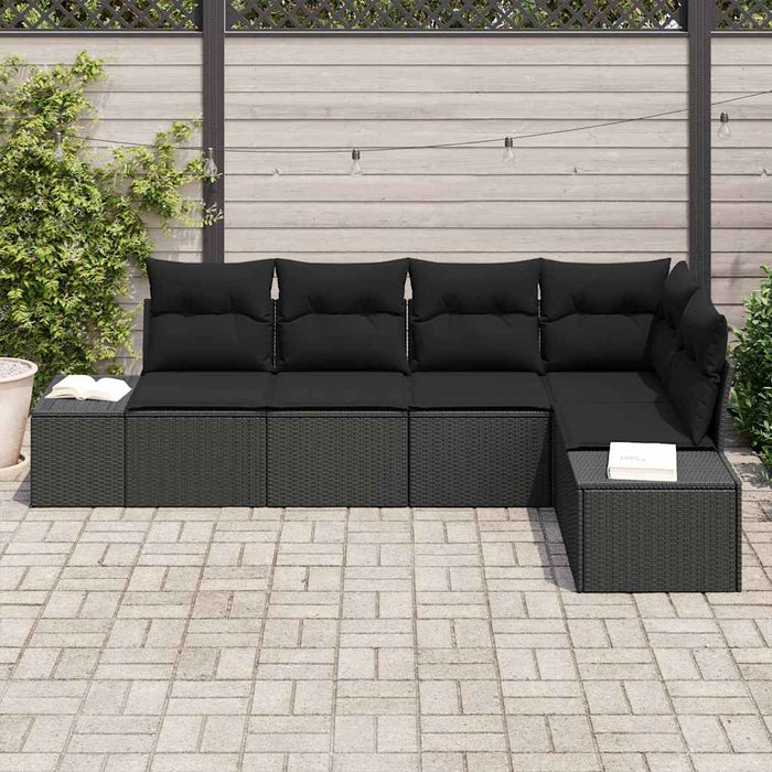 Set de canapele pentru grădină cu pernă 5 pcs Negru - WALTI WALTI