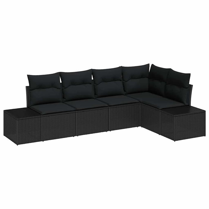 Set de canapele pentru grădină cu pernă 5 pcs Negru - WALTI WALTI
