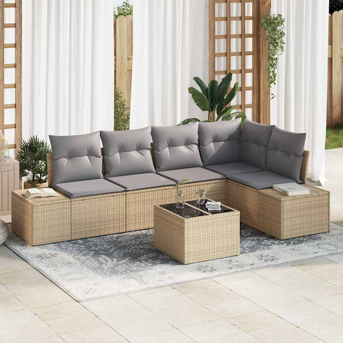 Set de canapele pentru grădină cu pernă 6 pcs Bej, Gri deschis - WALTI WALTI