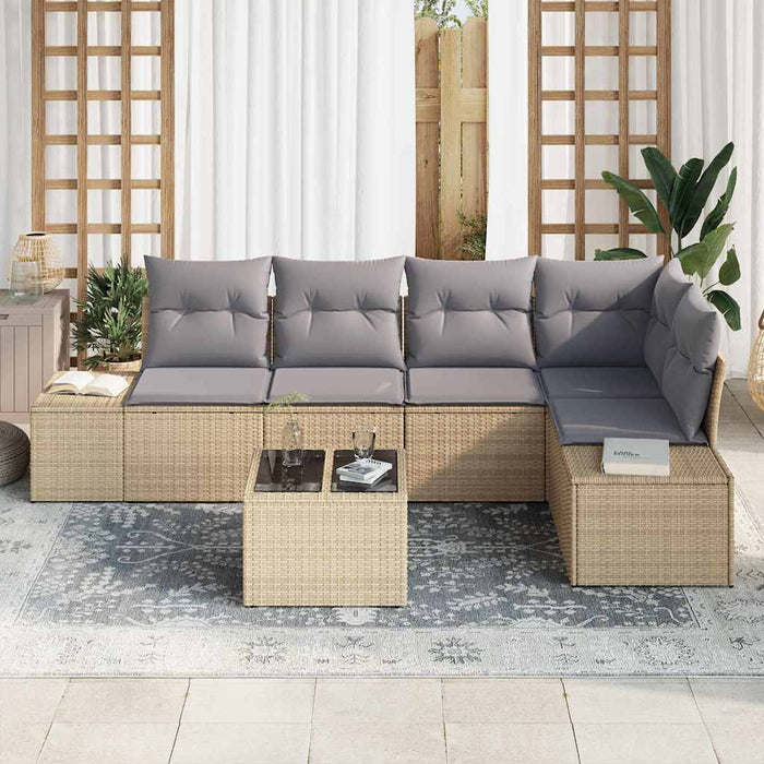 Set de canapele pentru grădină cu pernă 6 pcs Bej, Gri deschis - WALTI WALTI