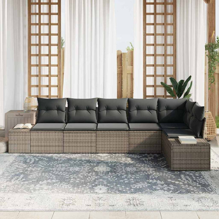 Set de canapele pentru grădină cu pernă cu depozitare 6 pcs Gri - WALTI WALTI