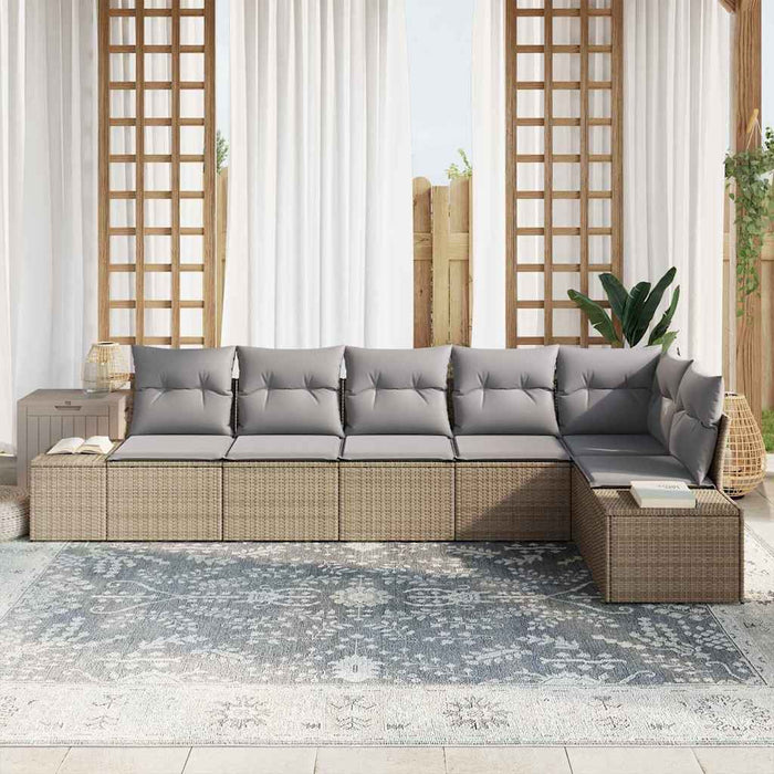Set de canapele pentru grădină cu pernă 6 pcs Bej, Gri deschis - WALTI WALTI
